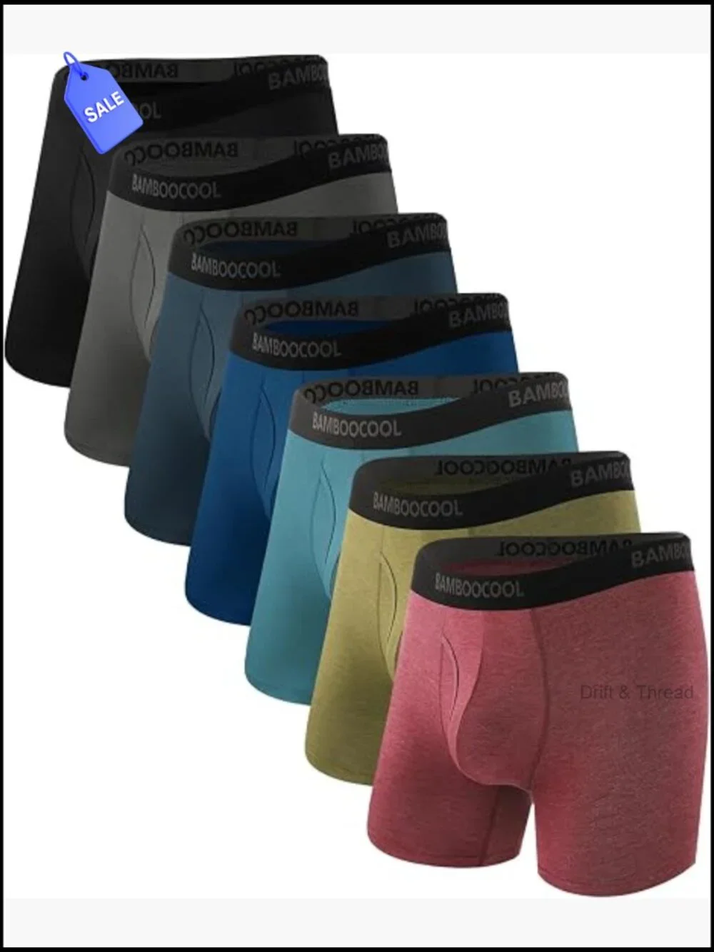 Men's Bamboo Viscose Boxer Briefs 7-Pack Breathable Moisture-Wicking Underwear